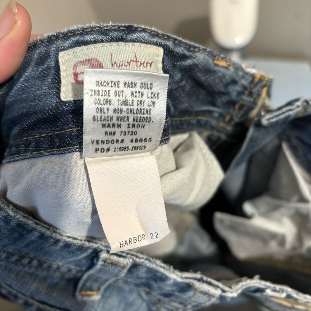 Vintage BKE Harbor Distressed Frayed 100% Cotton Long Flare Jeans Size 25 Y2K - Picture 11 of 12